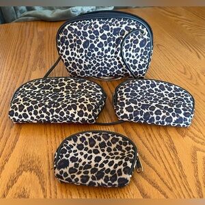4-Piece Leopard Print Cosmetic Bag Set